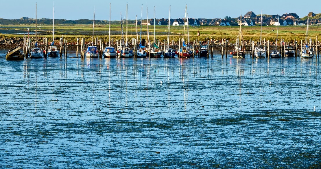 Segelboote an einem Steh bei Sylt