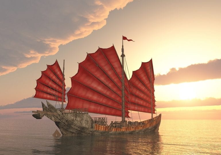 Marco Polo reist auf der Dschunke gen Westen