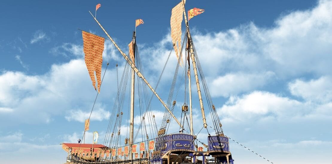 Die Galeere als ruderndes Segelschiff im Enterkampf